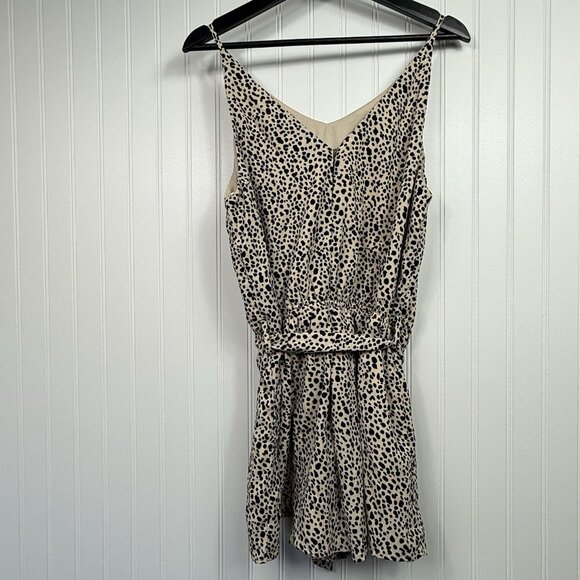 Pink Lilly Animal Print One-piece Shorts Jumper Size Large Tie Waist - Picture 2 of 7